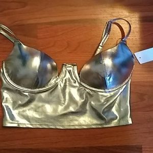 Silver metallic crop top
